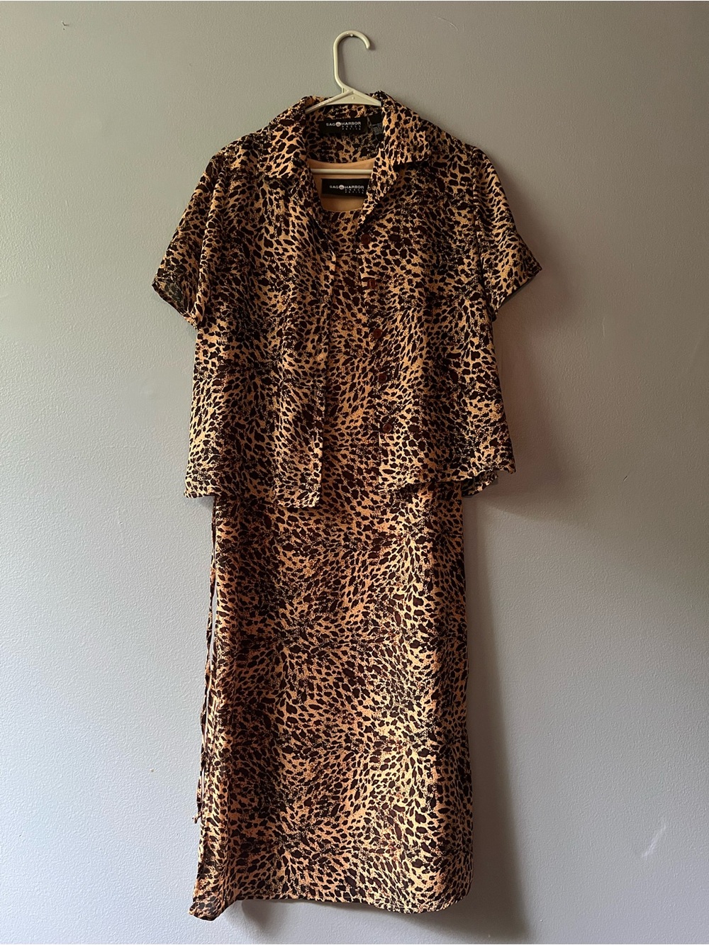 Sag Harbor Leopard Print Dress Set - Brown/Tan/Black